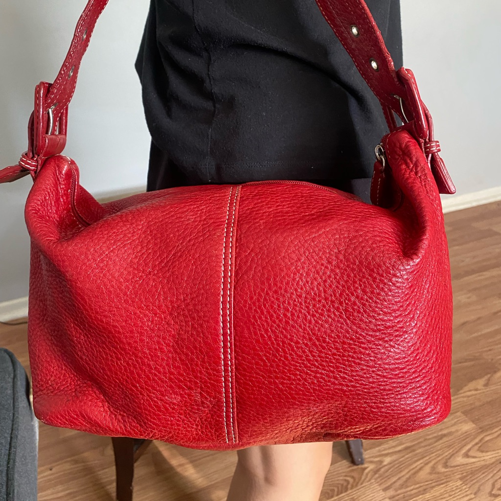 Vintage Red Pebbled Leather